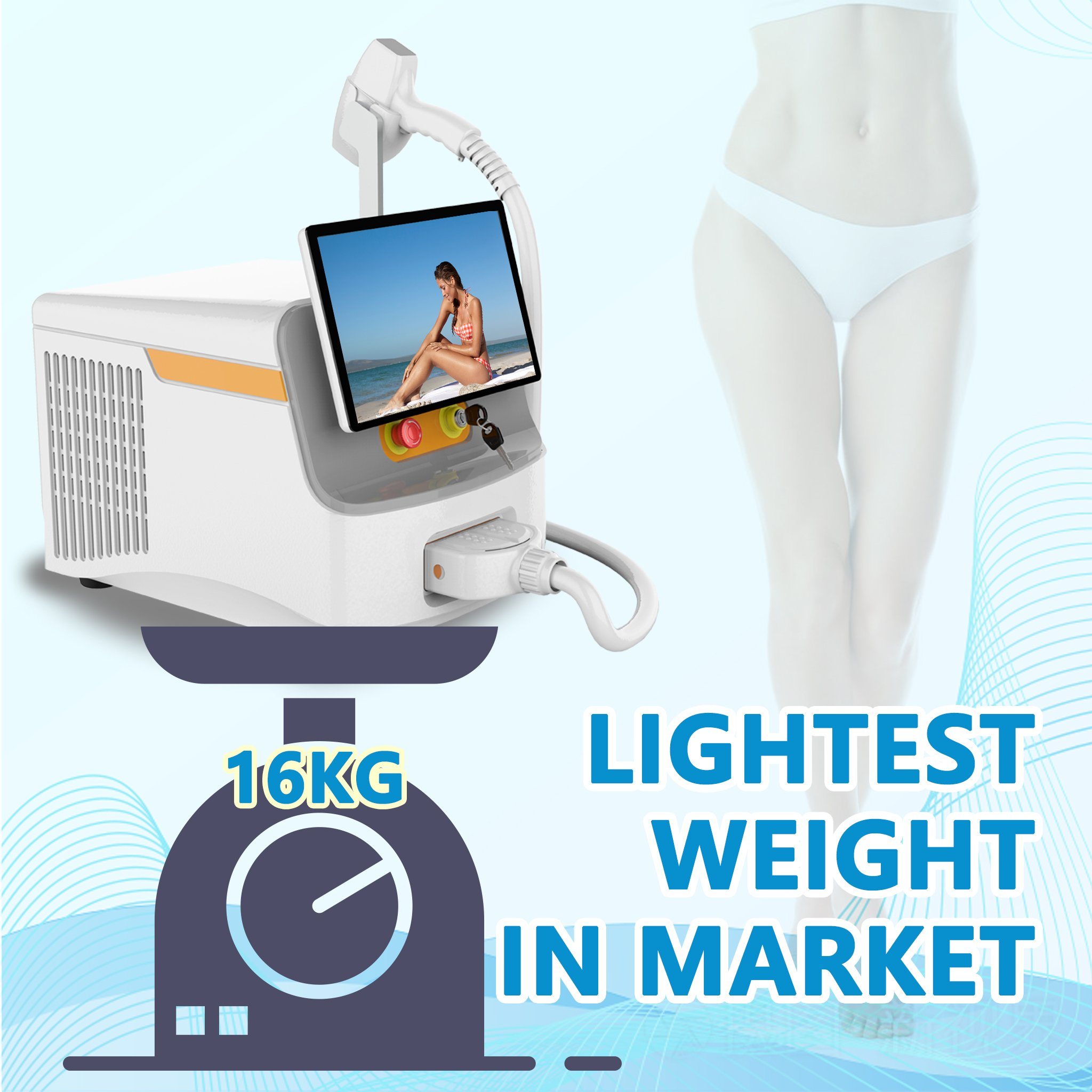 3 Wavelength 808nm 755nm 1064nm Diode Laser Hair Removal Device with Ice Titanium