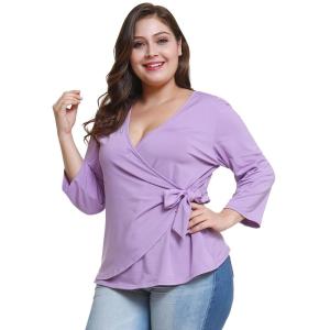 Wholesale Custom Made V Neck Plus Size Ladies Shirts Long Sleeve Ruffles Decoration from china suppliers