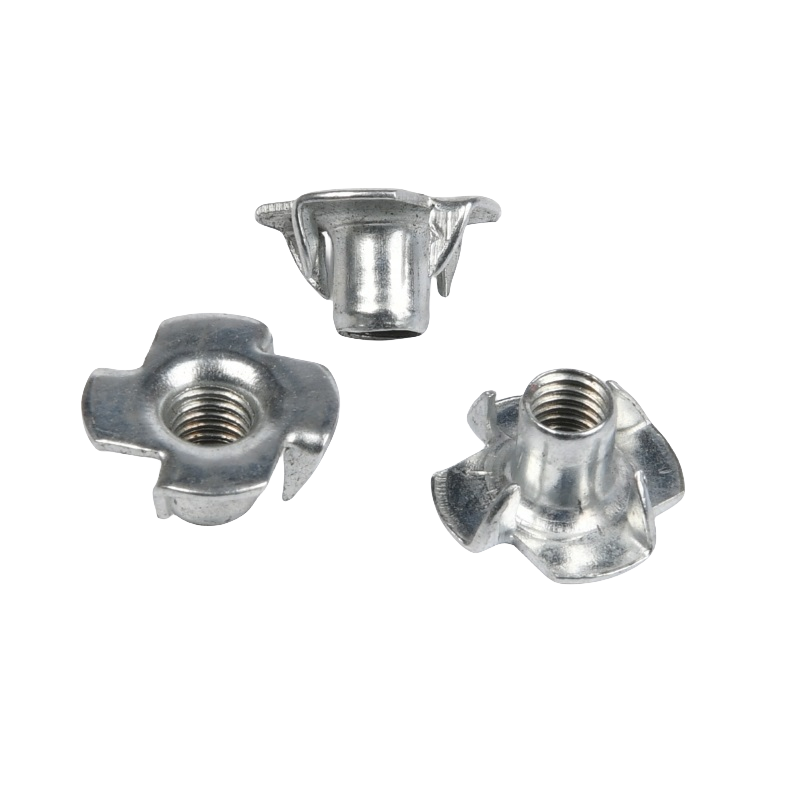 304 Stainless Steel Galvanized DIN1624 M4 M5 M6 M8 M10 Furniture Insert Blind Pronged Four Claw T Nut for Woodworking
