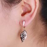 18K Gold Black Onyx Diamonds Drop Dangle Earrings (GDE022)