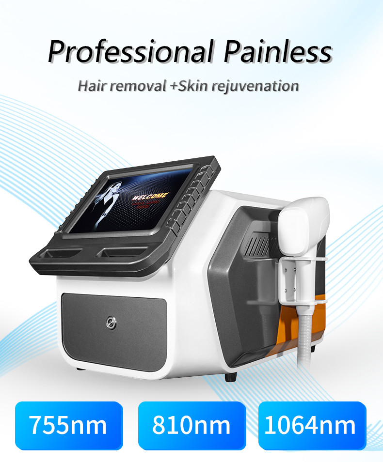 Painless Q Switched Nd Yag Laser Machine 3 Wavelength Diode Laser Hair Removal 10.4 Inch