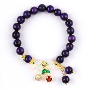 Wholesale Sparkling Cherry Purple 8mm Tiger Eye Bead Bracelet For Daily Wear from china suppliers