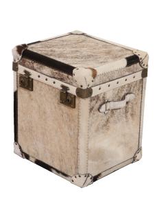 Wholesale Brown White Leather Retro Trunk Vintage With Lock Wood Nightstand With Fur from china suppliers