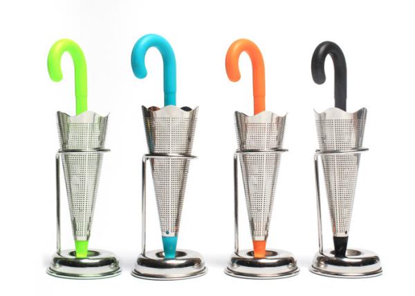 Stainless Steel 304 Umbrella Shape Silicone Tea Bag Strainer with Stand Coffee