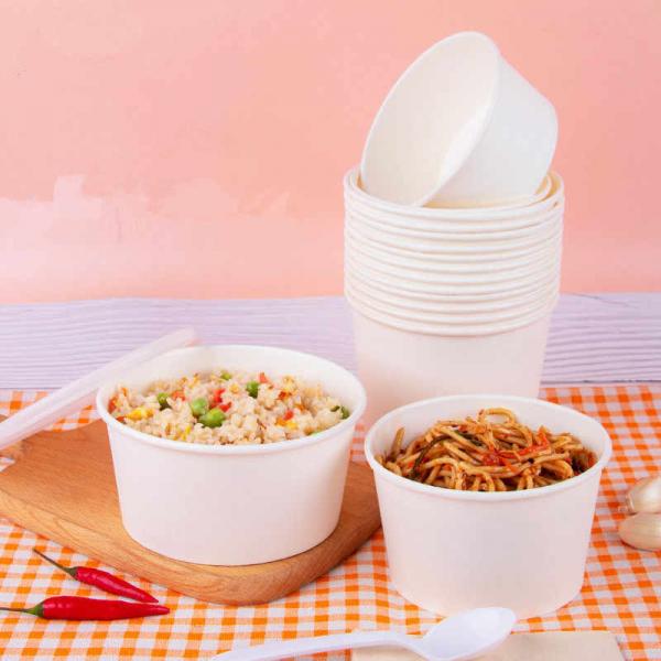 Eco Friendly PE Coated 44oz White Disposable Food Packing Containers
