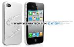 Rhinestone S Pattern Electroplated Hard Case Cover For iPhone 4S - Silver