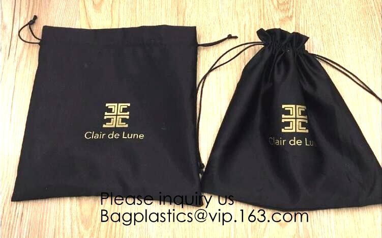 Satin Cosmetic Bag With Printing,Silver Satin Hair Collection Bag,Drawstring bag For Hair Packaging Dust Bag For Shoe