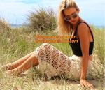 Women Knit Crochet Skirts Hollow Out Double Layer Long Skirt Women Midi Skirts