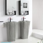 Length 820mm 850mm Counter Top Basin Pedestal Matte Grey Vanity Bowl