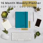 100GSM Hard Leatherette Paper Vertical Weekly Planner In Pacific Green