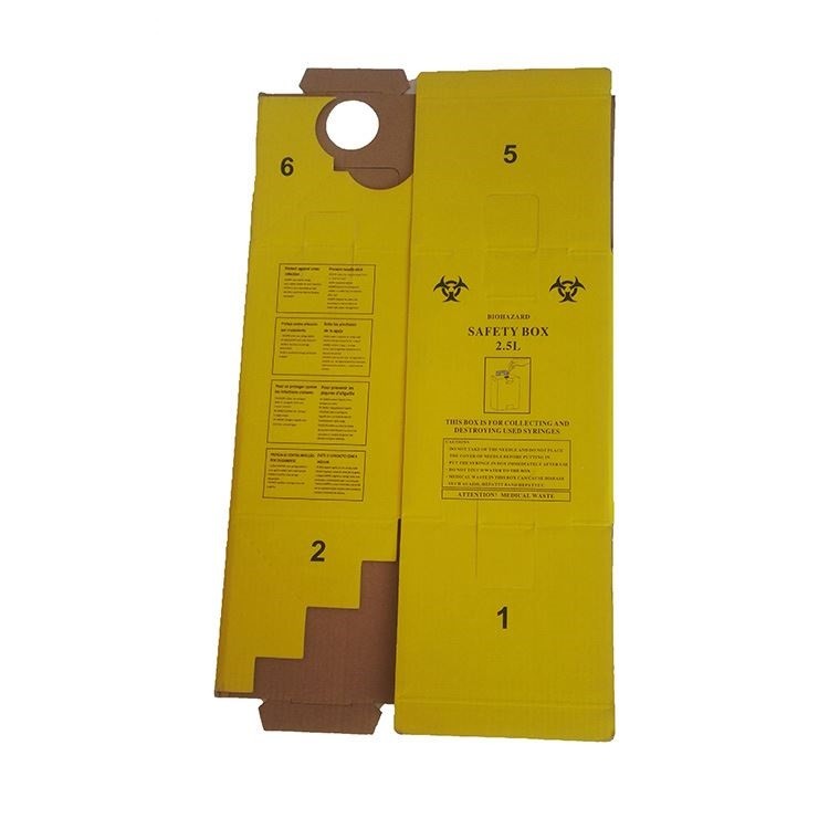 2.5L Safety box, Disposable Medical Cardboard Safety Box, Safety Box For Syringe,Needles and sharps, 2.5 Liters