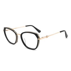 Wholesale Optical Acetate And Metal Eyeglasses Slim Metal Temples Cat Eye Shape For Women from china suppliers