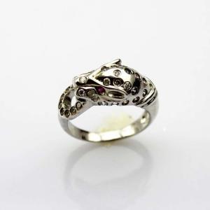 Wholesale Designer Jewelry Pave Cubic Zircon 925 Silver Leopard Ring(R210) from china suppliers