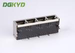 Factory price metal shielded 1x4 cat5 quad port rj45 connector with LED