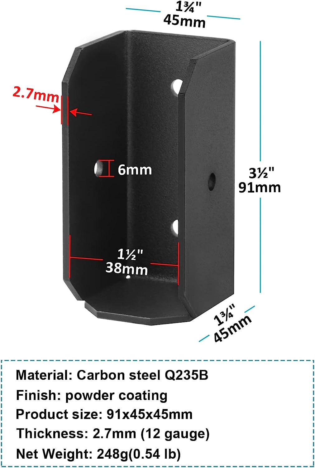 Nonstandard Steel Deck Railing Fence Bracket Post Joint Connector for Wood Construction