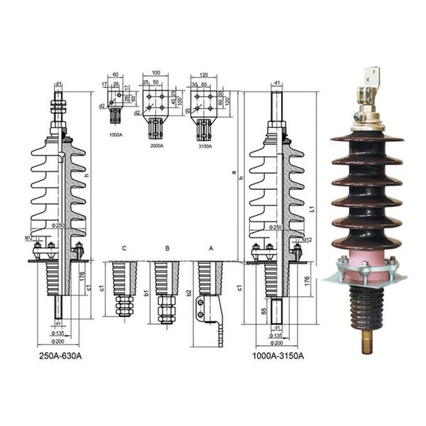 Outdoor 40KV Power Transformer Bushings Insulator High Current