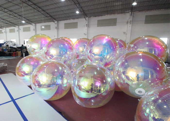 Custom Exhibition Decoration Water Floating PVC Reflective Light Sphere Mirror Balloons Disco Inflatable Mirror Ball