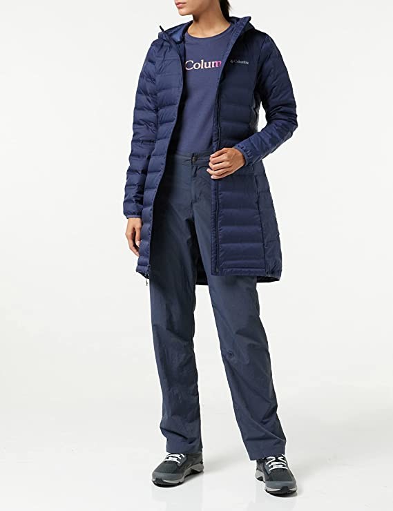 Navy Blue Columbia Lake 22 Down Long Hooded Jacket Autumn Winter