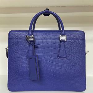 Wholesale Authentic Crocodile Belly Skin Matt Finish Navy Blue Businessmen Briefcase Purse Genuine Alligator Leather Male Handbag from china suppliers