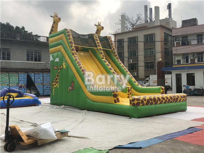 0.55mm PVC Kids Aduct Size Commercial Outdoor Giraffe Inflatable Dry Slide For Kids