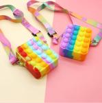 Fidget Push Bubbles Toy Rainbow Unicorn Coin Purse Wallet Ladies Silica