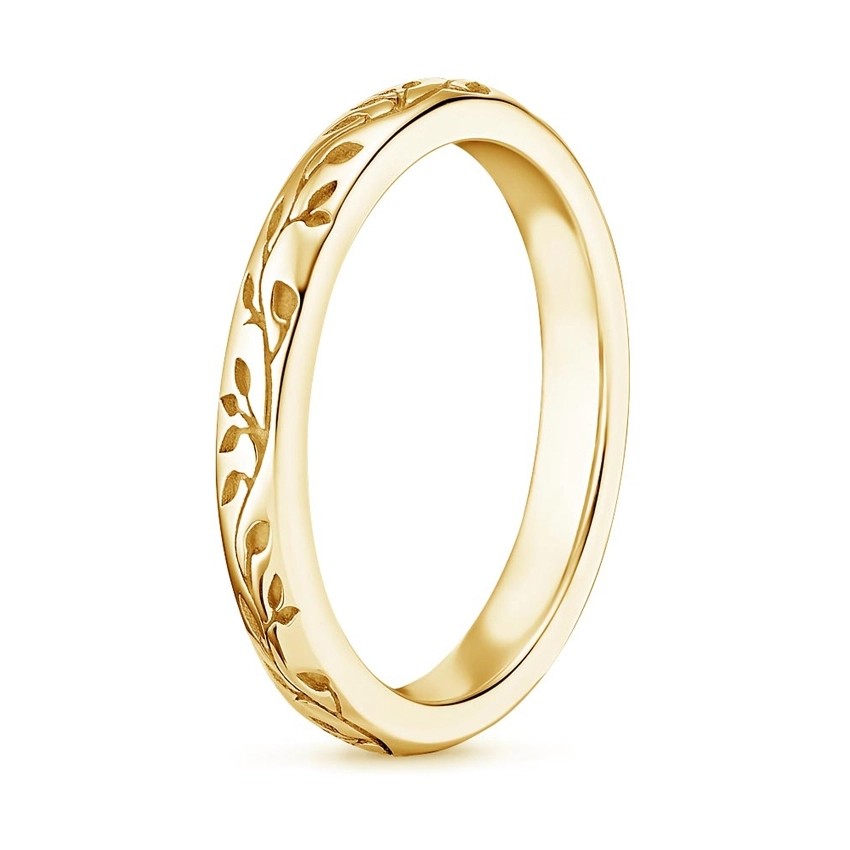 Leaves And Vines Engraved Across The Entirety Of Nature Inspired Ring With 9K Gold