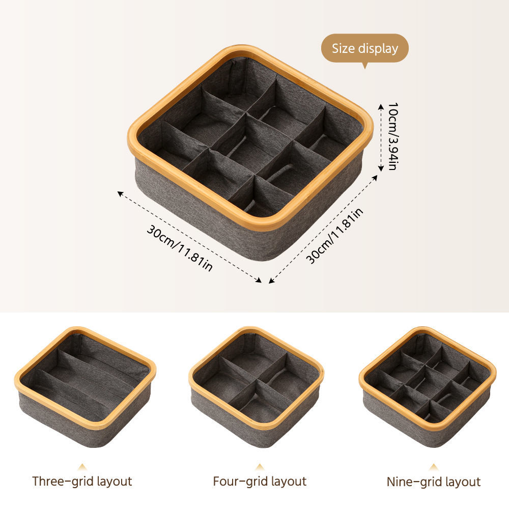 Stackable Foldable Bamboo Storage Basket Wardrobe Organizer For Bras And Socks