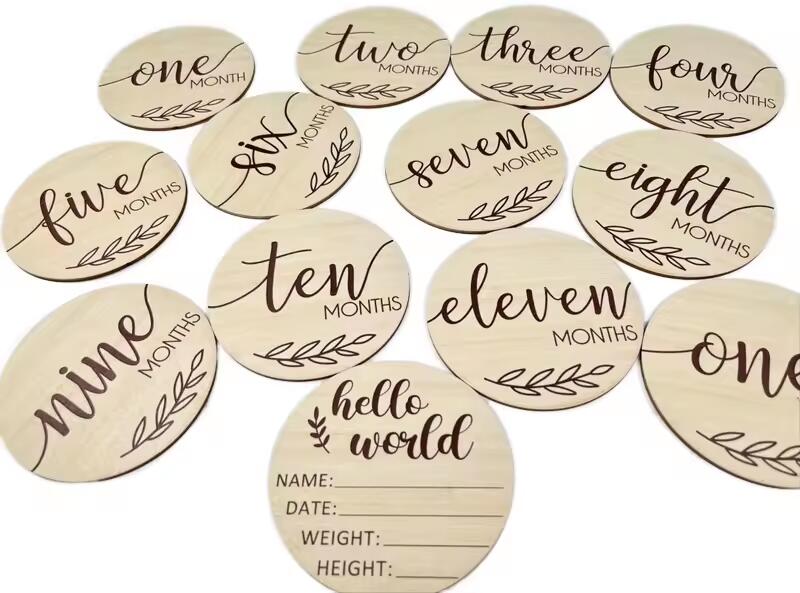 Monthly Milestone Cards - The Perfect Wooden Discs for Adorable Animals Milestone Cards of Your Newborn Boy/Girl