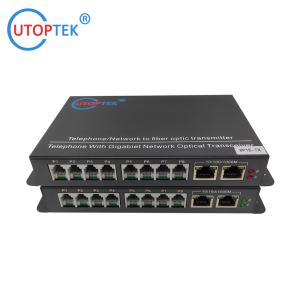 Wholesale 8Ch RJ-11 Telephone+2GE Ethernet to fiber converter,PCM Voice over fiber Media Converter ,fxs/fxo to fiber converter from china suppliers