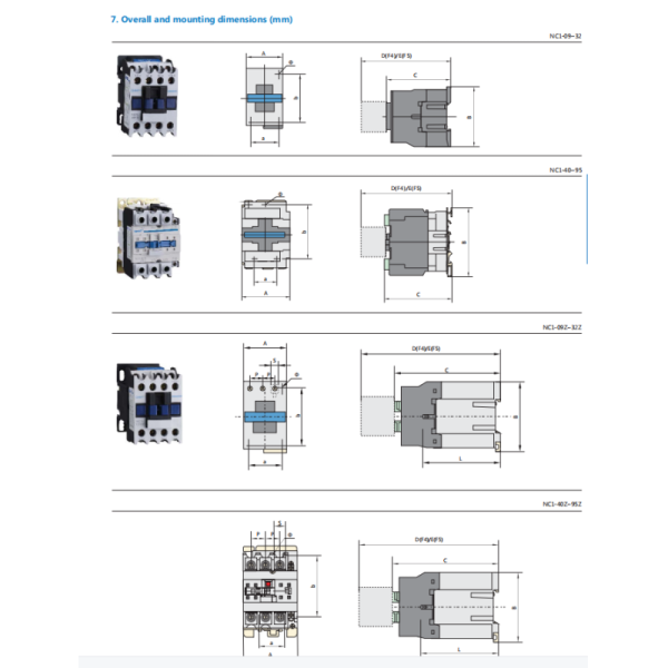Air Conditioning Contactor AC220V 380V 480V 660V Ac Coil Contactor DIN Rail Mounting