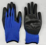 Blue Black PU Coated Gloves 18 Gauge PU Palm Dip Gloves Ultra Thin