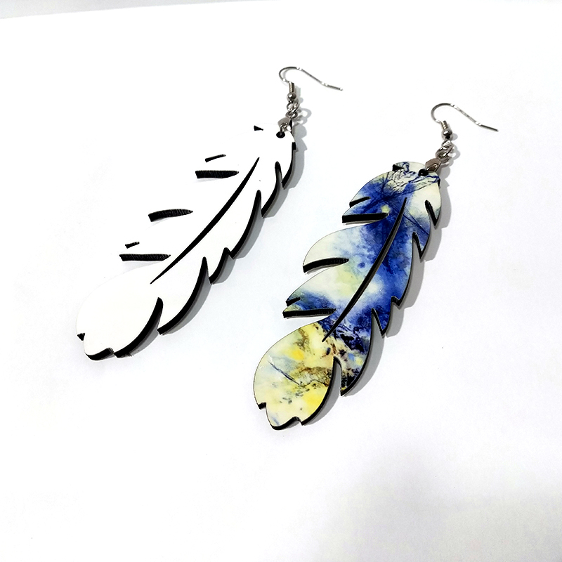 Wooden Feather Shape 8g/Pair Sublimation Earring