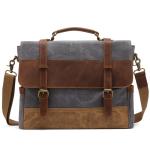 Canvas Vintage Retro Mens Leather Laptop Bag 15.6 Inch