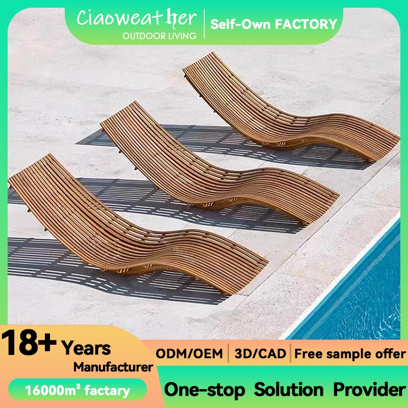 Modern Outdoor Furniture Villa Hotel Garden Solidwood Teak Lounge Chair for Terrace Swimming Pool Relaxation