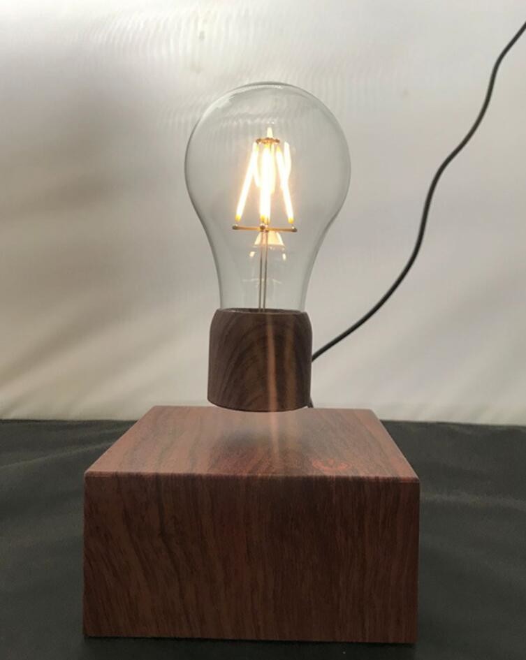 wooden base wireless recharging magnetic floating levitation lamp light bulb