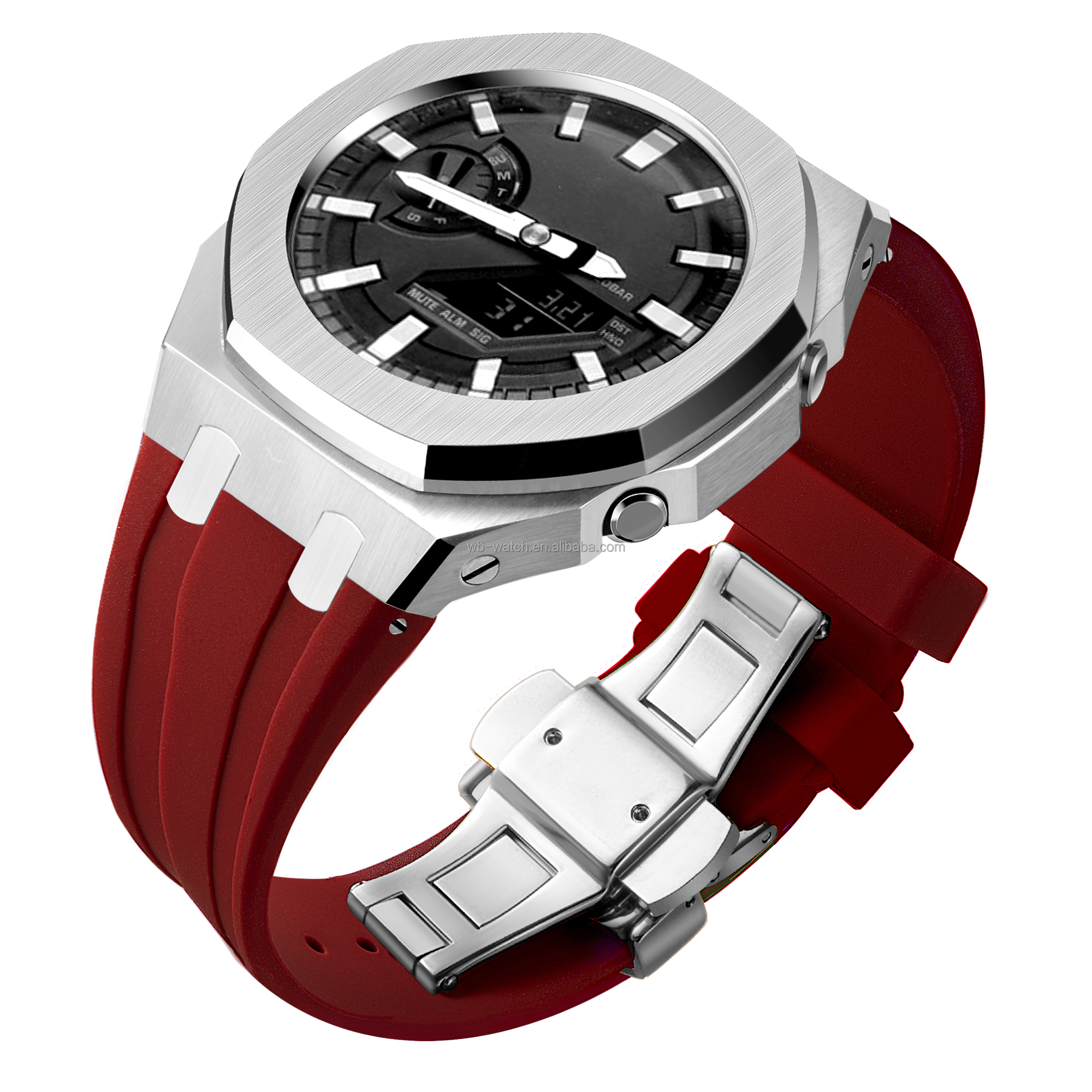 Casio Watch Modified Case Stainless Steel Band and Metal Bezel for G Shock Ga2100