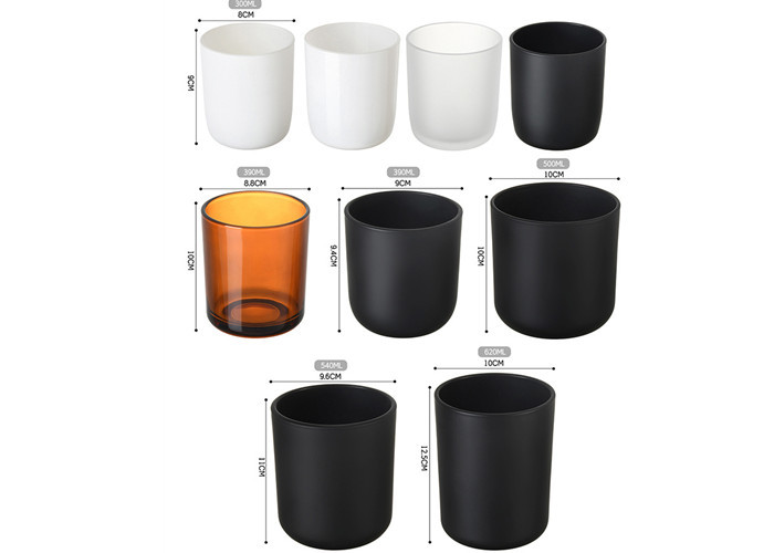 Custom Logo Round Bottom Glass Candle Jar Matte White Black Candle Jar
