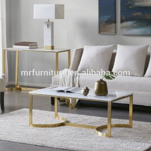 Wholesale High quality hotel Madison Park Antonio Marble Table Stainless Steel Coffee Side End Table from china suppliers
