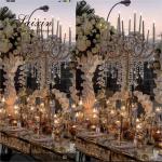 ZT-325G Gorgeous 15 arms gold crystal candelabra wedding table decorations
