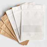 White Kraft Craft Paper Standing Up Pouches Food Packaging Zipper Bags With