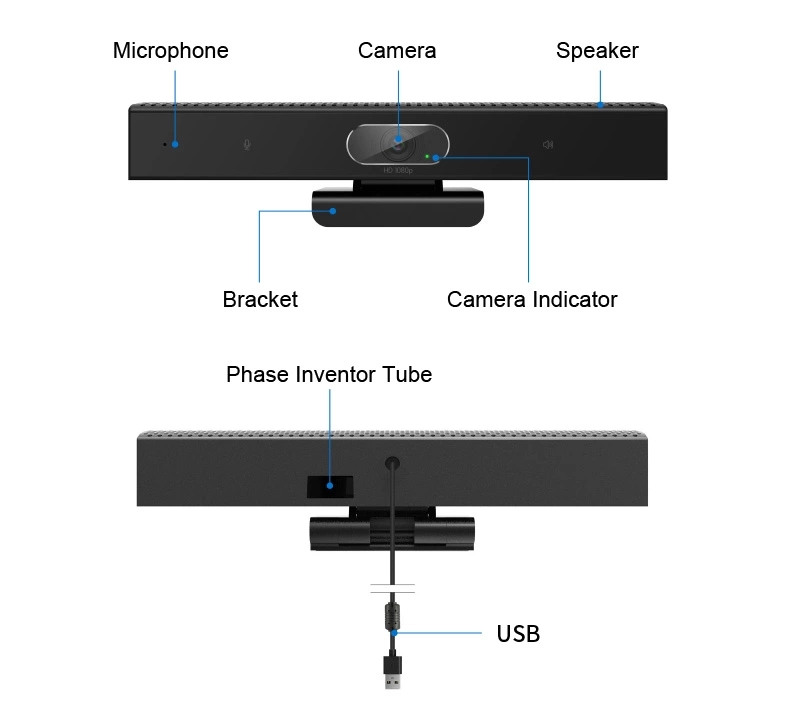 full HD 1080P 3 in 1 Webcam With Microphone and speaker USB Conference camera plug and play