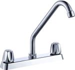 High Arc 8 Inch Centerset Kitchen Faucet Double Handle Polished Chrome