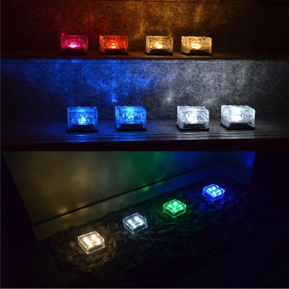 Environmental Friendly Solar Powered LED Ground Lights Creative Cube Rock Stone Shape