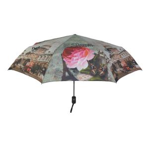Wholesale Metal Frame Fiberglass Ribs Foldable Umbrella Full Color Printing from china suppliers