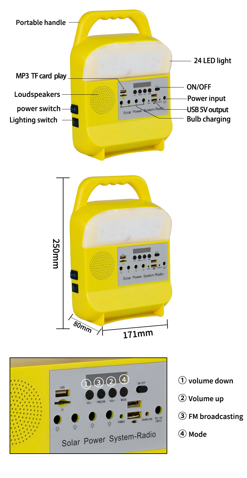 Portable 3.7V Solar Energy Home Power For Lighting Phone Charging