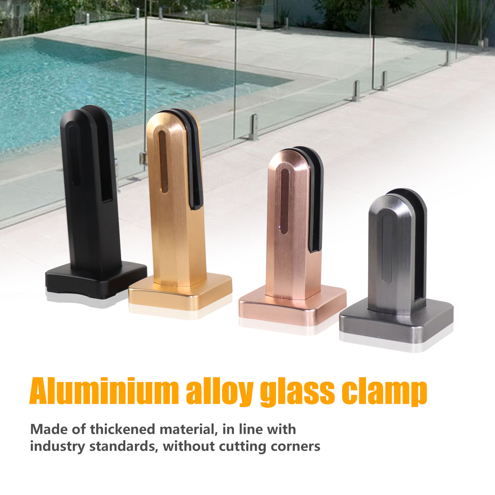 Handrail and Balustrade Railing Aluminium Profile Glass Clamp with Simple Design