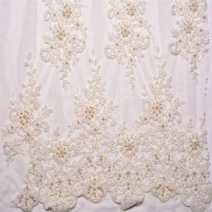 Wholesale Embroidery Bridal White Wedding Lace Fabric Customized Beaded 20% Polyester from china suppliers