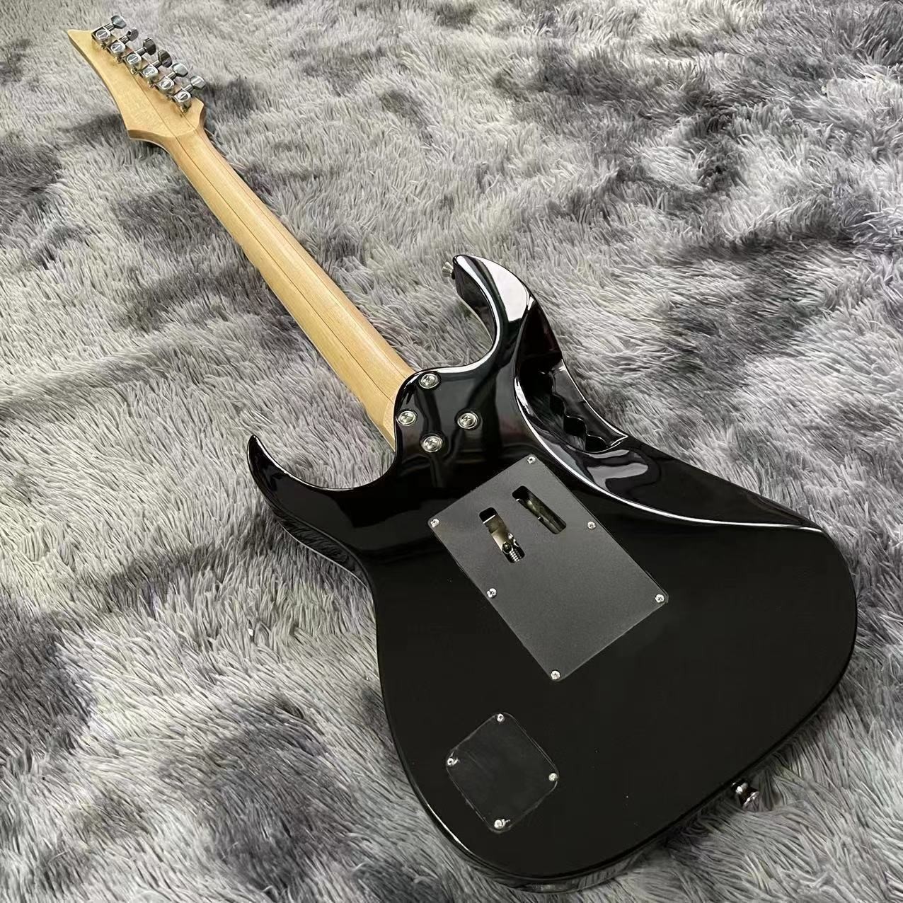 Custom Black Electric Guitar With Metal Pickguard Floyd Rose Bridge Chrome Hardware Tree of Life Inlay Can be customized