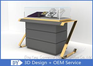 Wholesale Luxury Modern Glass Jewelry Display Case Mirror Gold Stain Steel Matte Gray from china suppliers