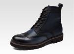 Black / Brown Men'S Leather Brogue Ankle Boots Pointed Toe Fashion Style